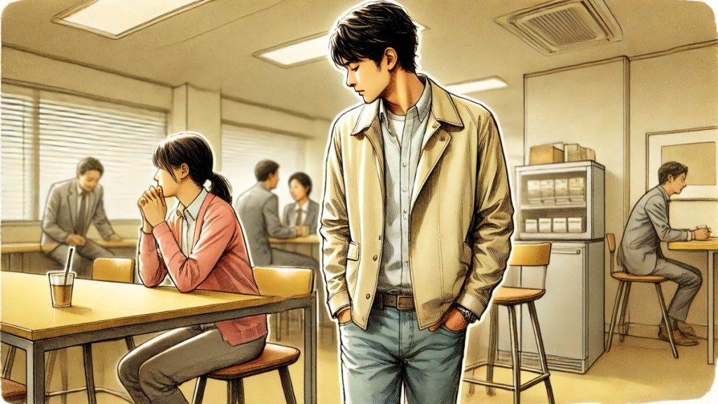 シャイな男性は近くに来るけど目を合わせない