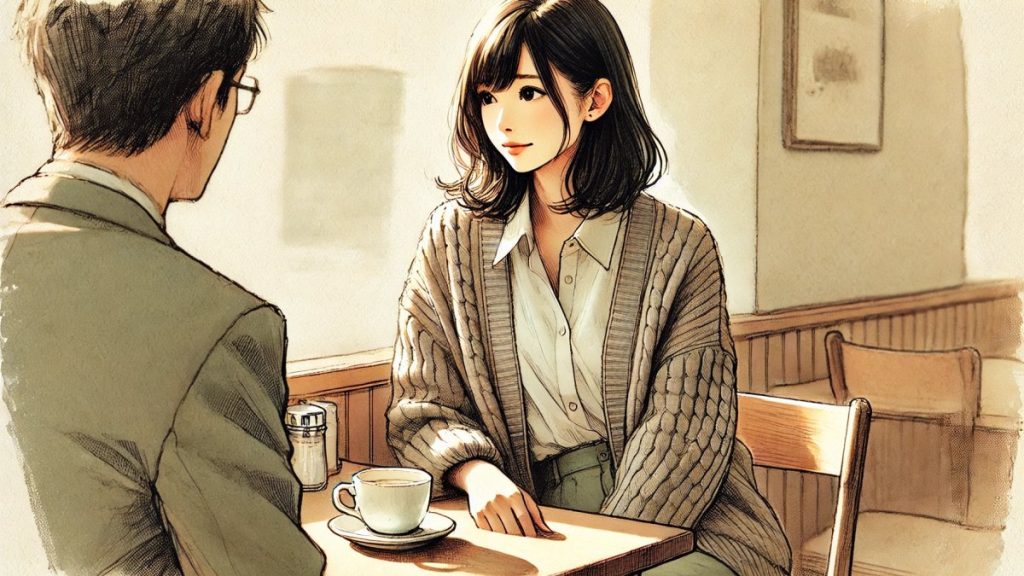 正面に座る男性心理